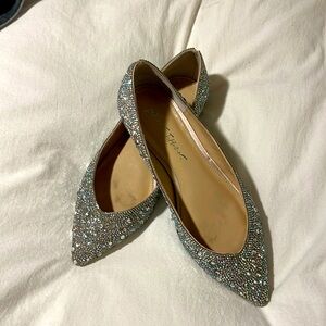 Betsey Johnson Silver Glitter Flats